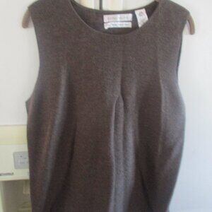 pursuits ltd Italian Extra Fine Merino Wool tank Knit Shell Top‎ L brown